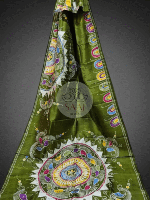 Festive Hand-Painted Batik Silk Saree