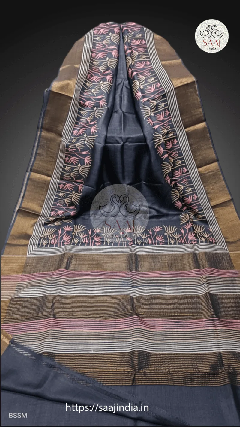 Krishnapriya Series Handcrafted Tussar Silk Saree - Image 4