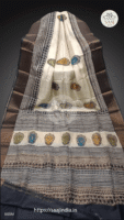 Sweta Series Hand-Block Printed Tussar Silk Saree