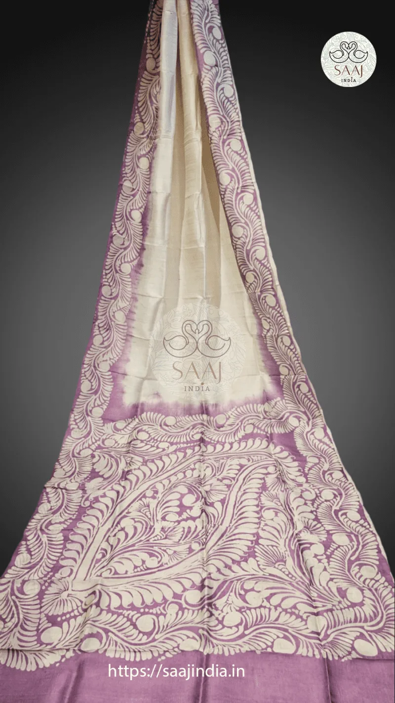 Premium Hand Painted Batik Silk Saree - Image 17
