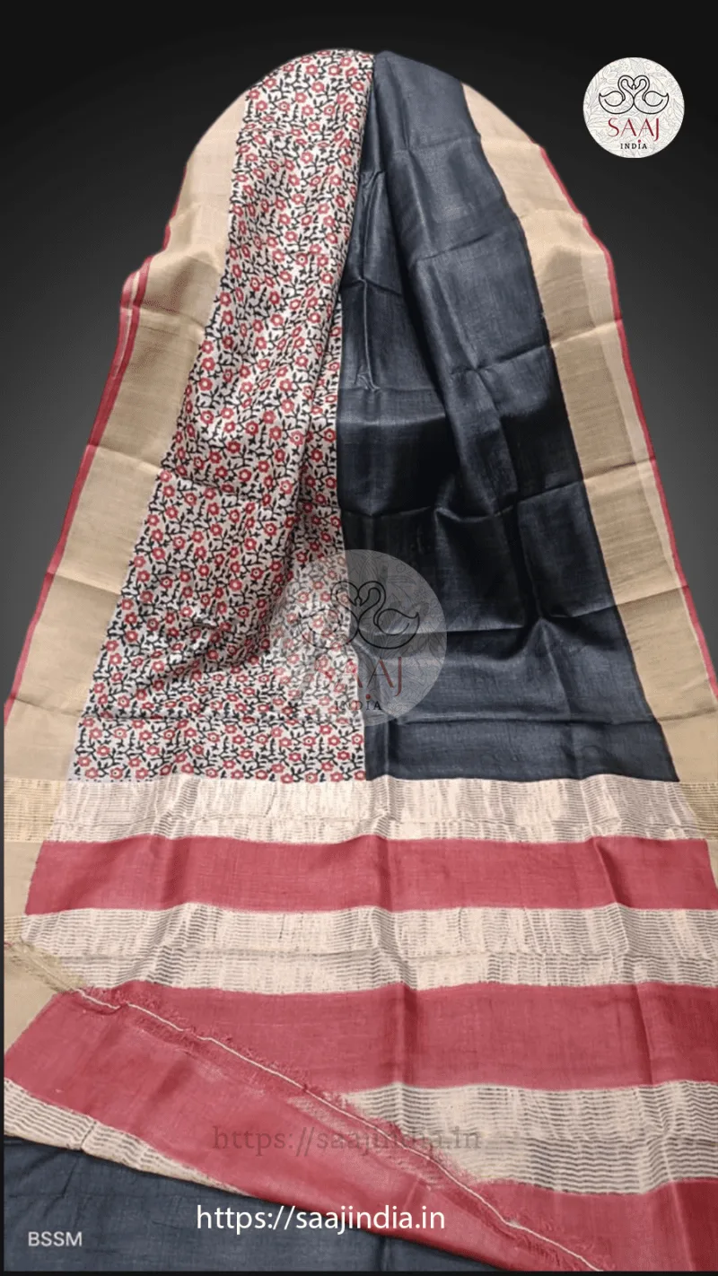 Krishnapriya Series Handcrafted Tussar Silk Saree - Image 3