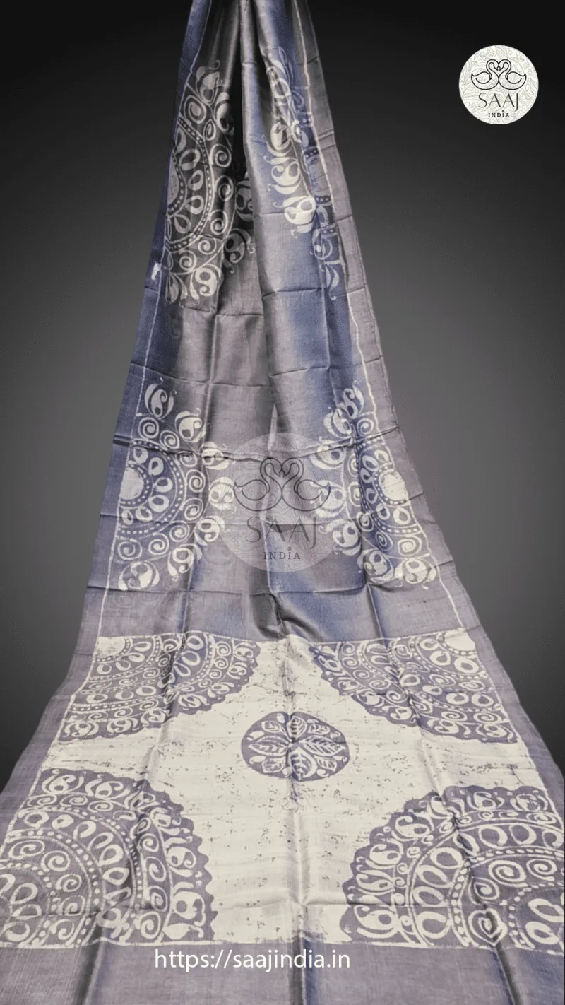 Premium Hand Painted Batik Silk Saree - Image 20