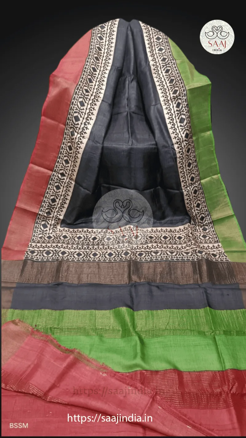 Krishnapriya Series Handcrafted Tussar Silk Saree - Image 2