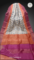 Sweta Series Hand-Block Printed Tussar Silk Saree