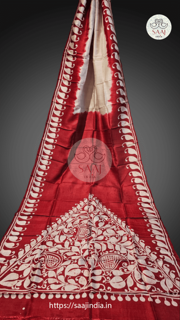 Premium Hand Painted Batik Silk Saree