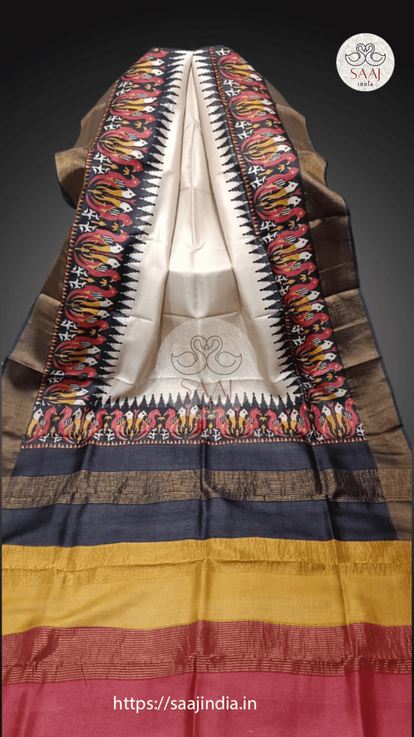 Premium Block Printed Tussar Sarees