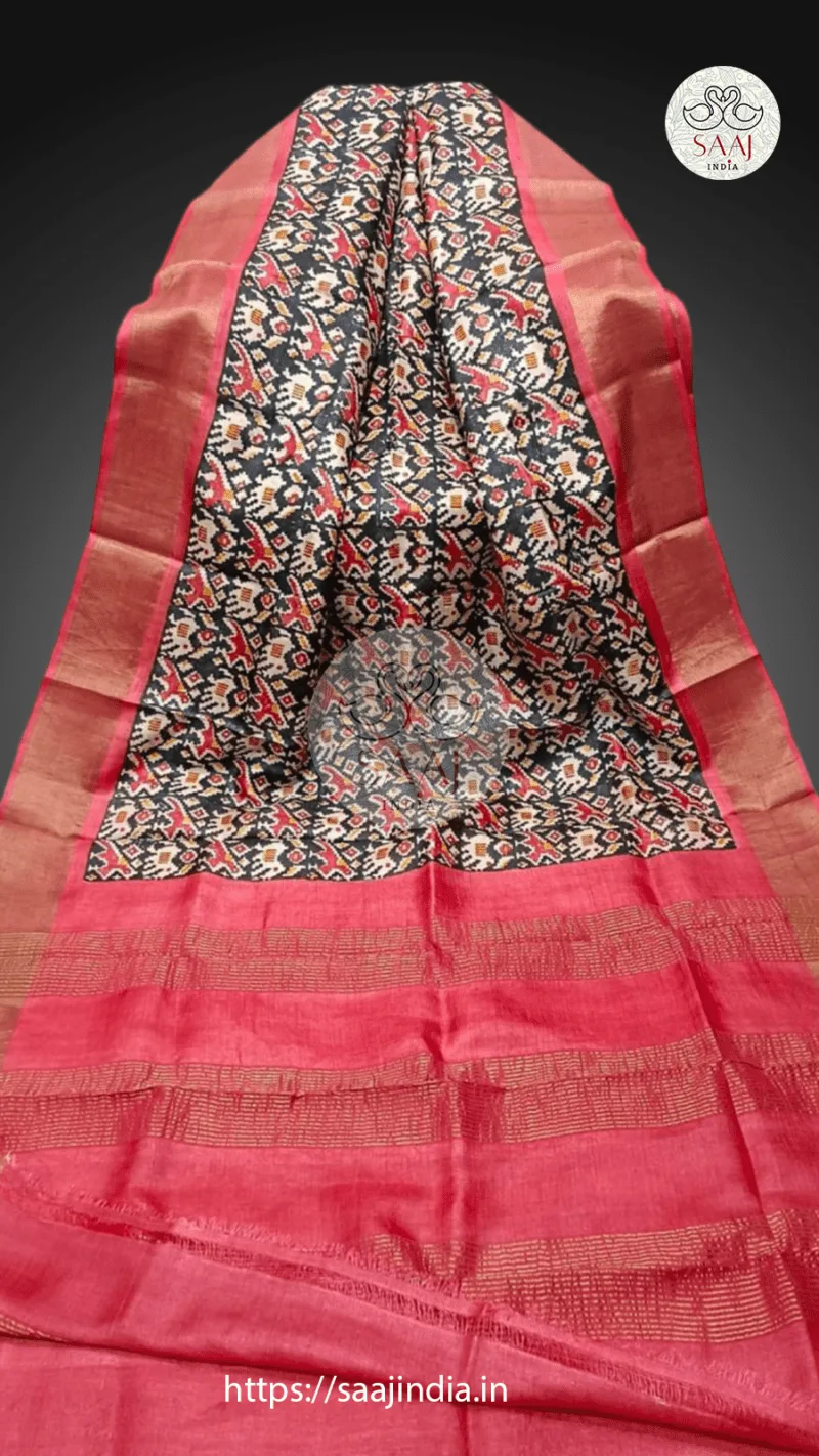 Premium Block Printed Tussar Sarees - Image 4