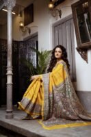 Madhubani Hand Painting In Pure Bengal Gachi Tussar Saree