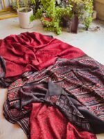 Hand Block Natural Ajrak On Pure Modal Silk Saree