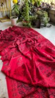Hand Block Natural Ajrak On Pure Modal Silk Saree