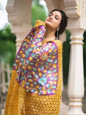 Kalamkari Uncut (yellow and purple)